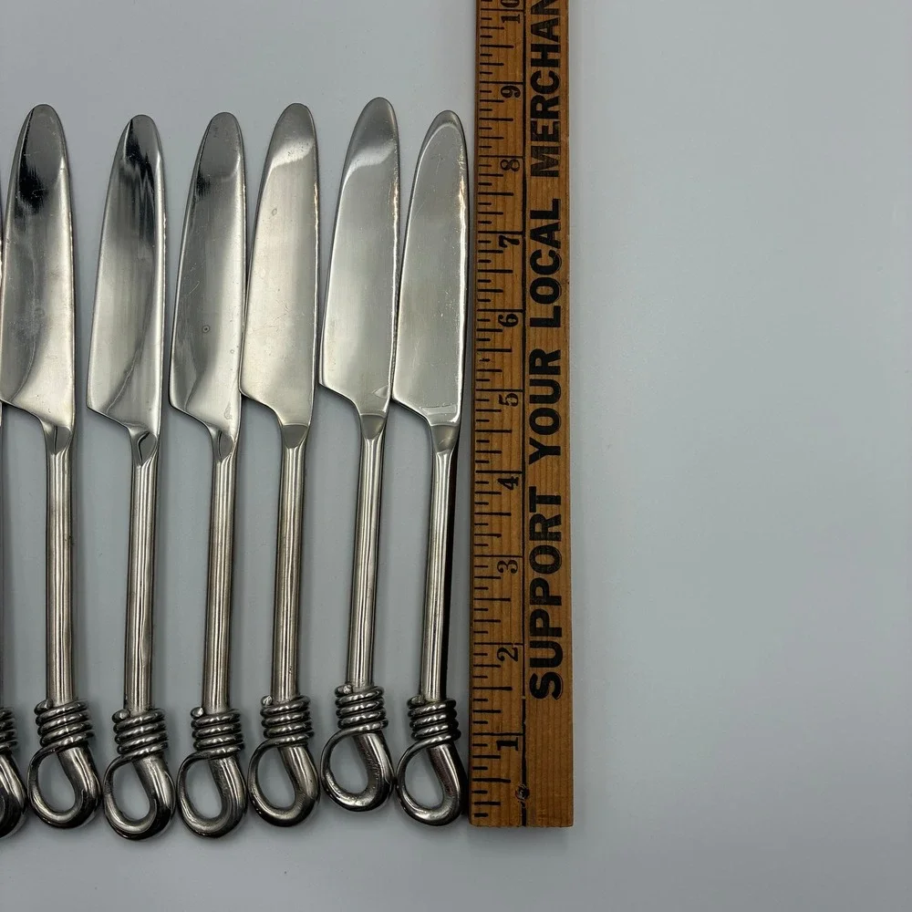 Gourmet Settings Twist and Shout Dinner Knives Stainless Steel Set of 8 9.5in